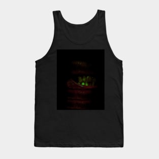 Digital collage and special processing. Bizarre. Mouth, teeth and fleshy parts. Dim, green on teeth. Tank Top